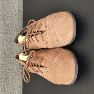 Franco Sarto Shoes Women's 8.5 Brown Toledo Suede Oxford Lace Up Casual Loafers